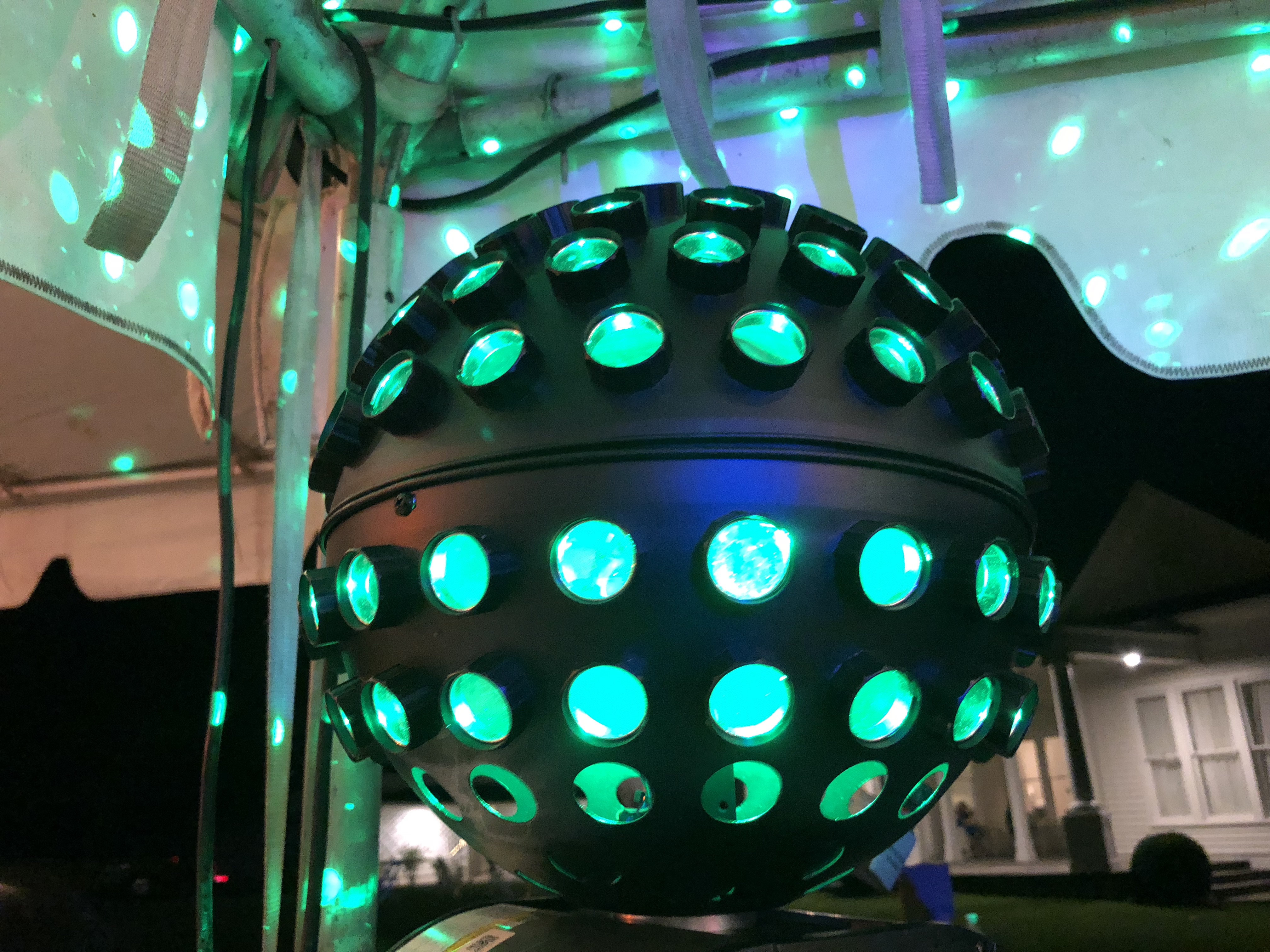 Close-up view of a disco light